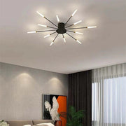 Moderne LED-Deckenleuchte mit radial angeordneten Lichtarmen im Strahlen-Design