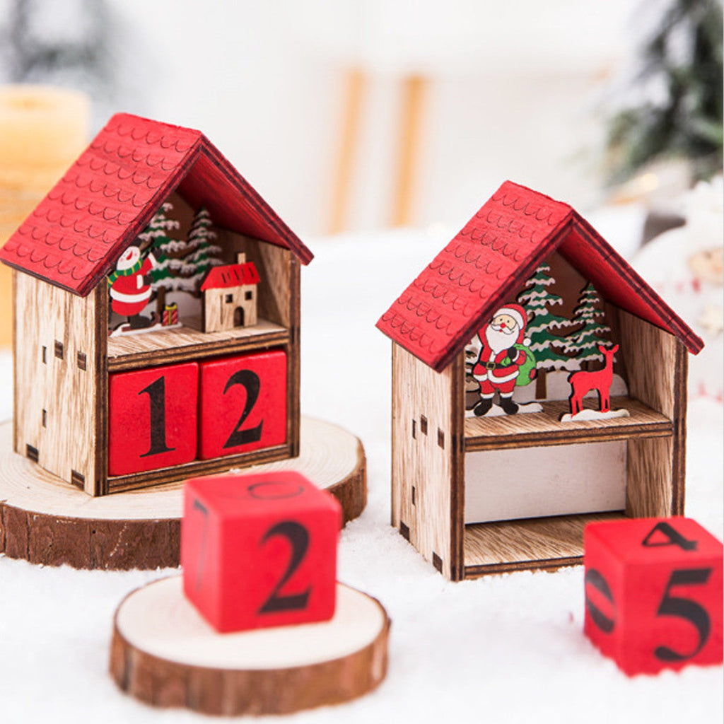 Mini-Adventskalender aus Holz mit LED-Licht