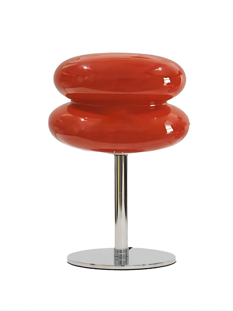 Tischlampe aus Glas mit zweiteiligem Schirm, Metallgestell und runder Basis