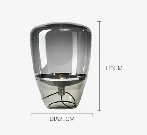 Skandinavische Glas-Tischlampe mit LED und sichtbarer Fassung