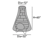 Graue Abdeckung mit elastischem Saum für eine bauchige Chiminea
