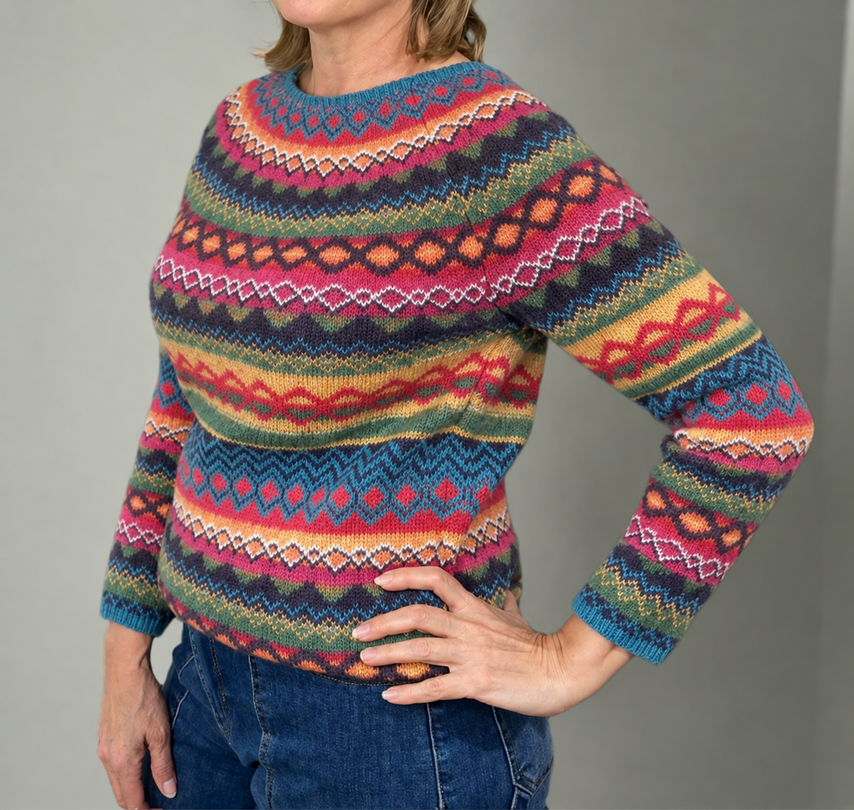 Bunter Damen-Strickpullover