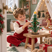 Adventskalender mit Holz-Weihnachtsbaum und Mini-Anhängern