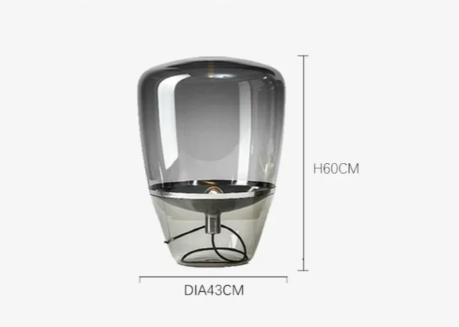 Skandinavische Glas-Tischlampe mit LED und sichtbarer Fassung
