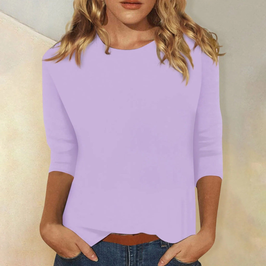 Fließendes Damen-Langarmshirt mit Rundhals