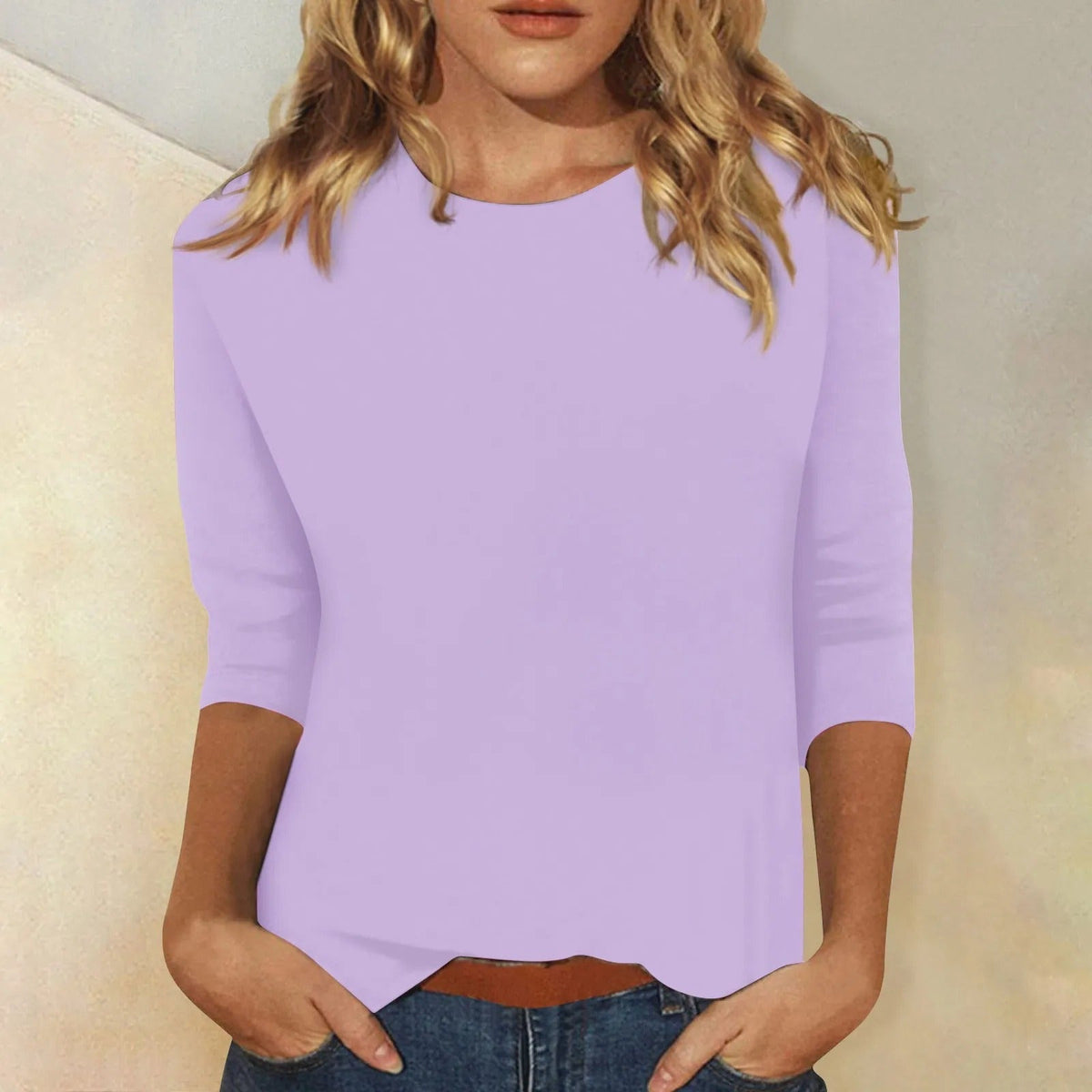 Fließendes Damen-Langarmshirt mit Rundhals