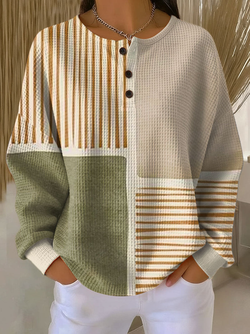 Warmer Damen-Pullover aus Waffelstrick