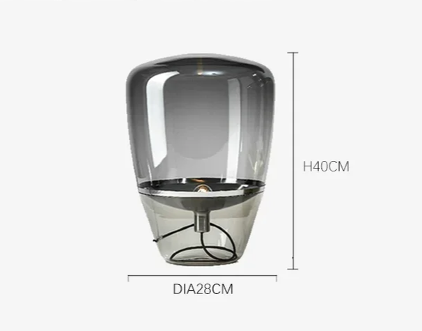Skandinavische Glas-Tischlampe mit LED und sichtbarer Fassung