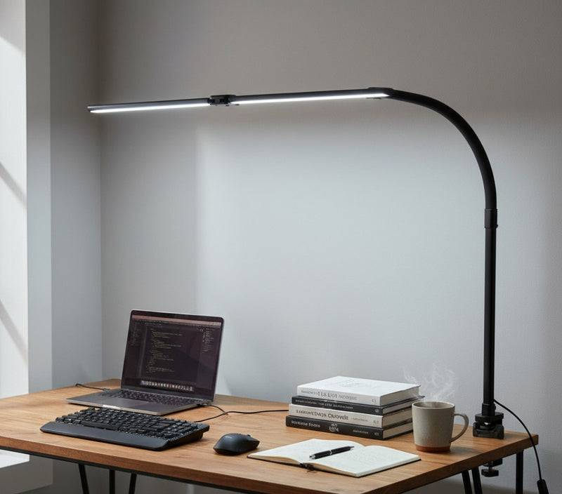 LED-Schreibtischlampe mit Schwanenhals und Tischklemme