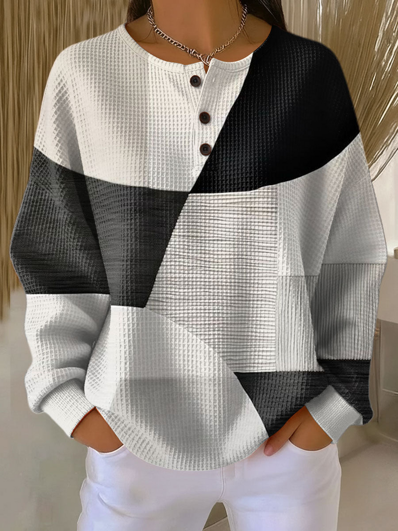 Warmer Damen-Pullover aus Waffelstrick