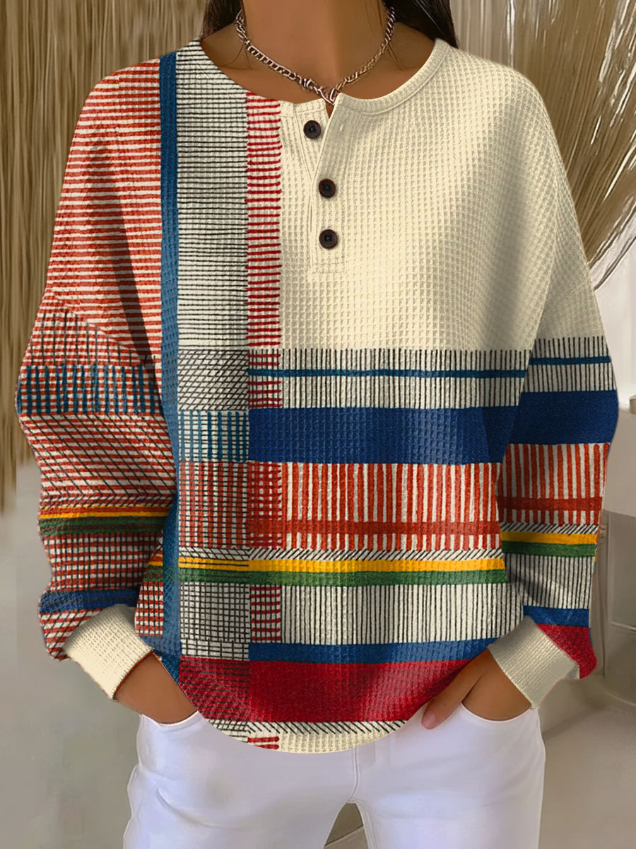 Warmer Damen-Pullover aus Waffelstrick