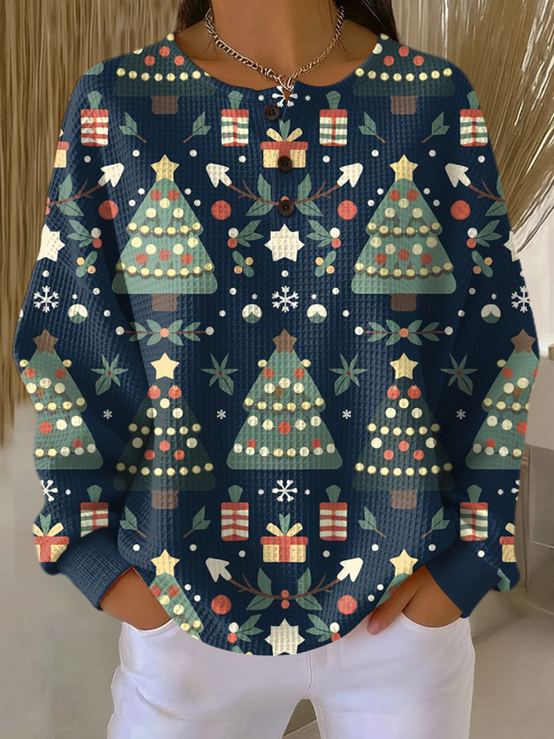 Warmer Damen-Pullover aus Waffelstrick