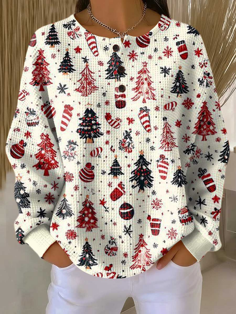 Warmer Damen-Pullover aus Waffelstrick