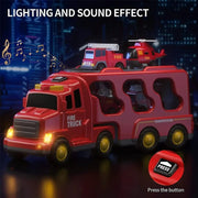 Spielzeug-Transporter mit Laderampe, kleinen Fahrzeugen sowie Licht- und Soundfunktion