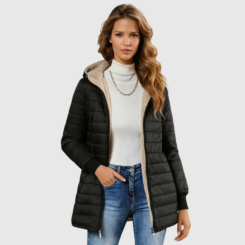 Leichter Damen-Steppmantel mit Teddyfutter