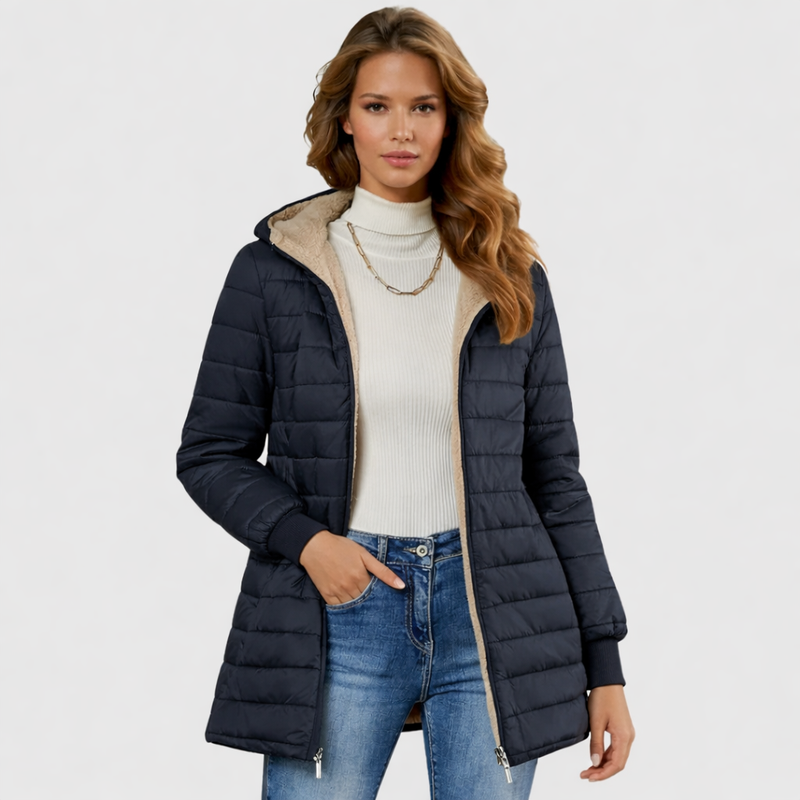 Leichter Damen-Steppmantel mit Teddyfutter