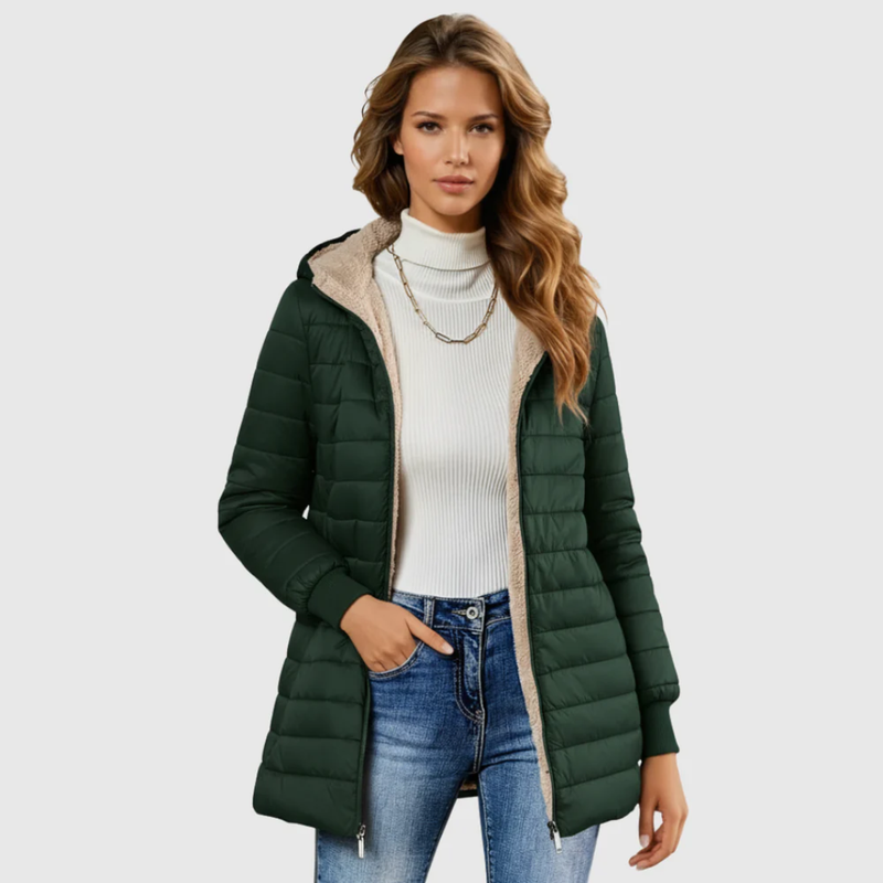 Leichter Damen-Steppmantel mit Teddyfutter