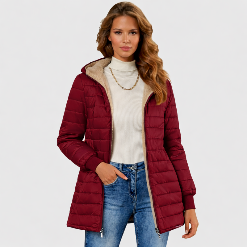 Leichter Damen-Steppmantel mit Teddyfutter