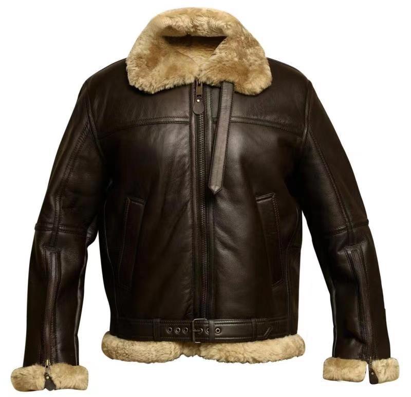 Herren-Fliegerjacke in Lederoptik mit Kunstfellkragen
