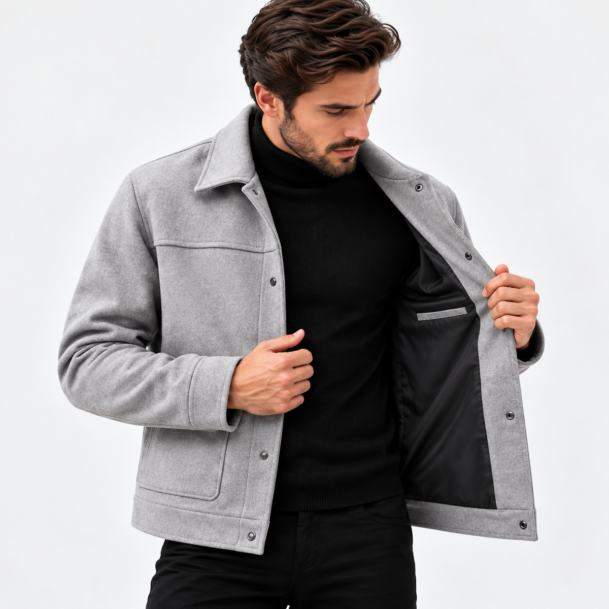 Kurze Herren-Jacke in Wolloptik