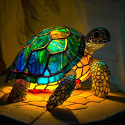 Bunte dekorative Tischlampe mit Wolf- und Schildkrötenmotiv