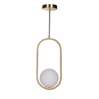 Pendelleuchte mit Metallring und Glaskugel