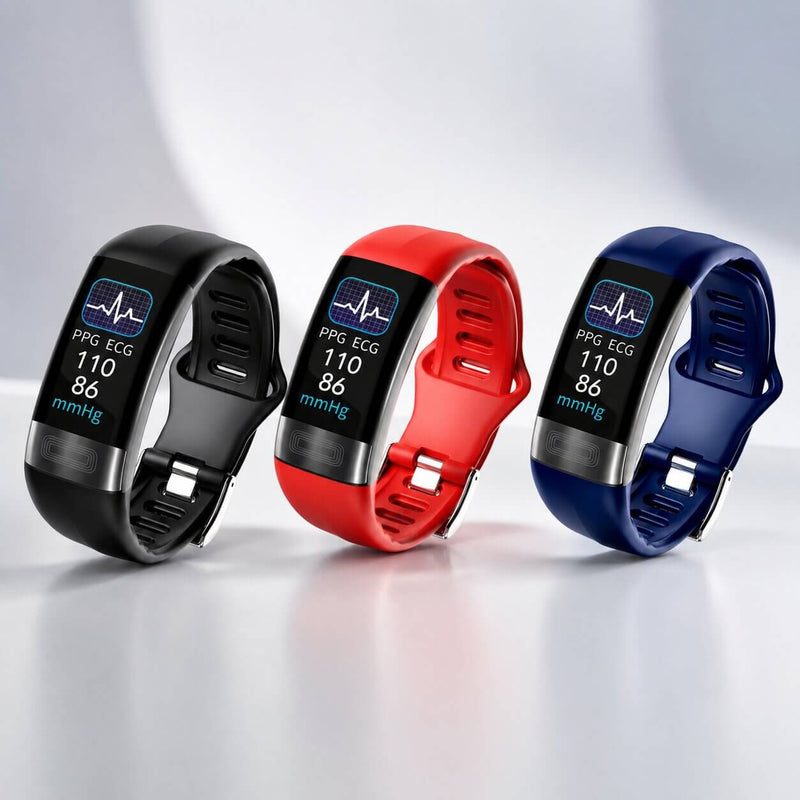 Intelligente Armbanduhr mit digitalem Display, Herzfrequenzanzeige und Dornschließe