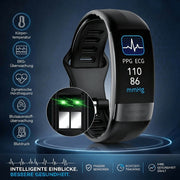 Intelligente Armbanduhr mit digitalem Display, Herzfrequenzanzeige und Dornschließe