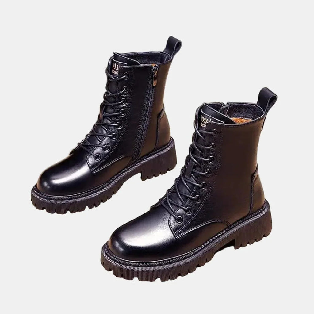 Gefütterte Damen-Schnürstiefeletten im Combat-Stil