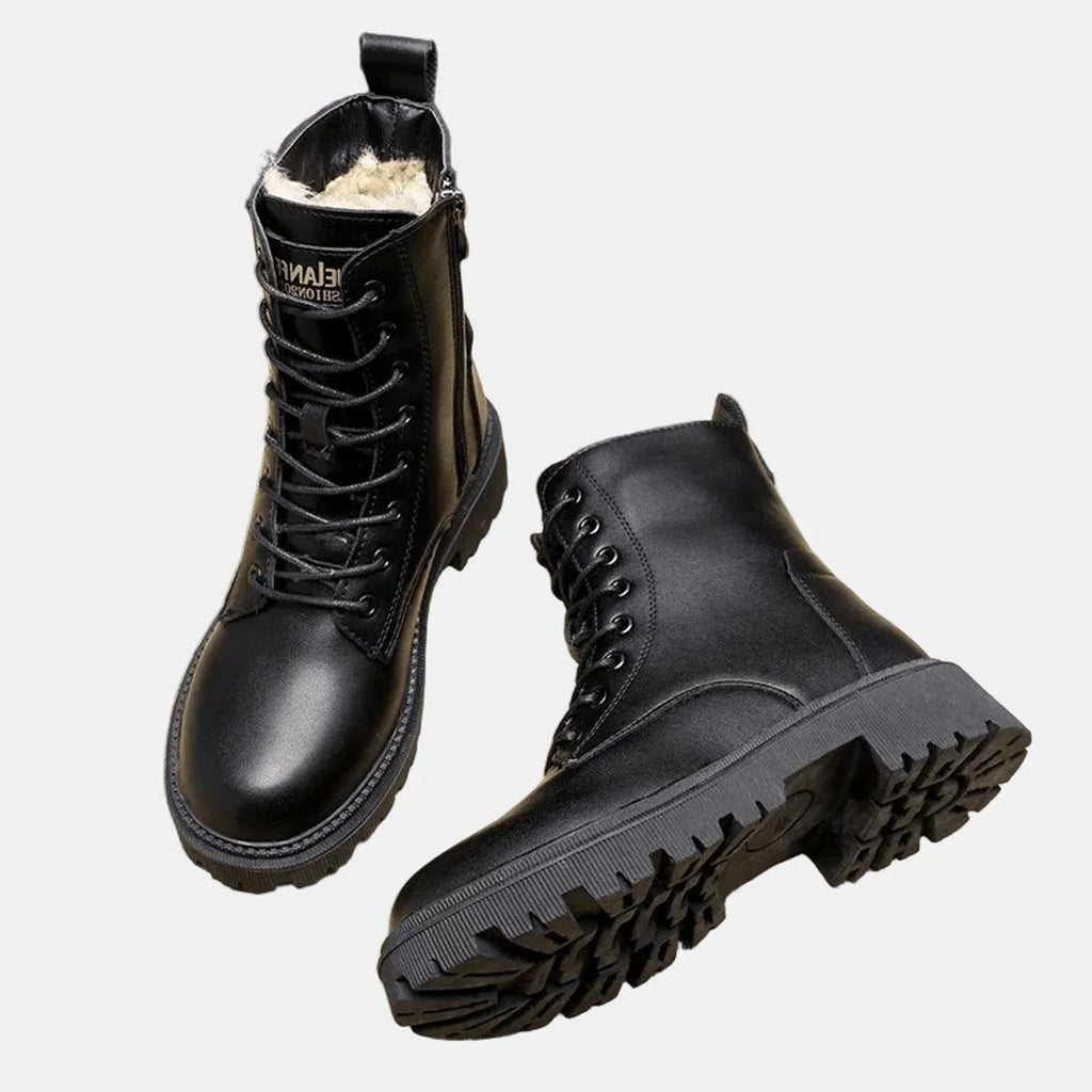 Gefütterte Damen-Schnürstiefeletten im Combat-Stil