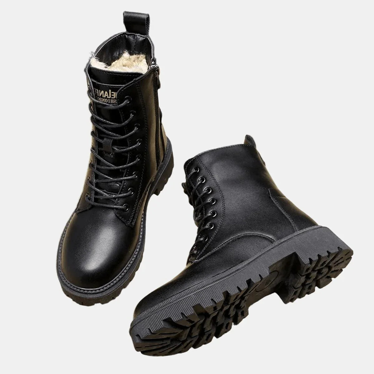 Gefütterte Damen-Schnürstiefeletten im Combat-Stil