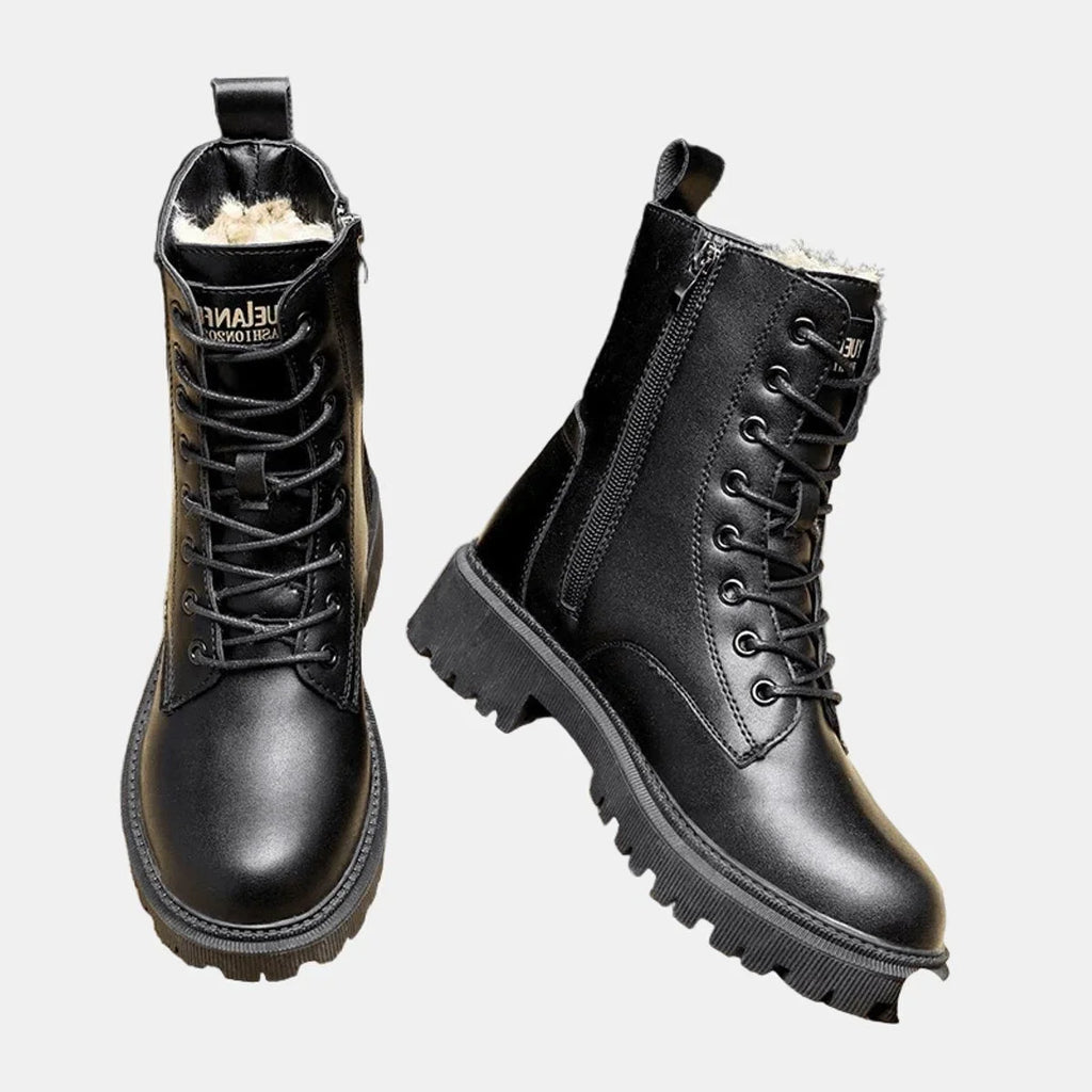 Gefütterte Damen-Schnürstiefeletten im Combat-Stil