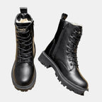 Gefütterte Damen-Schnürstiefeletten im Combat-Stil