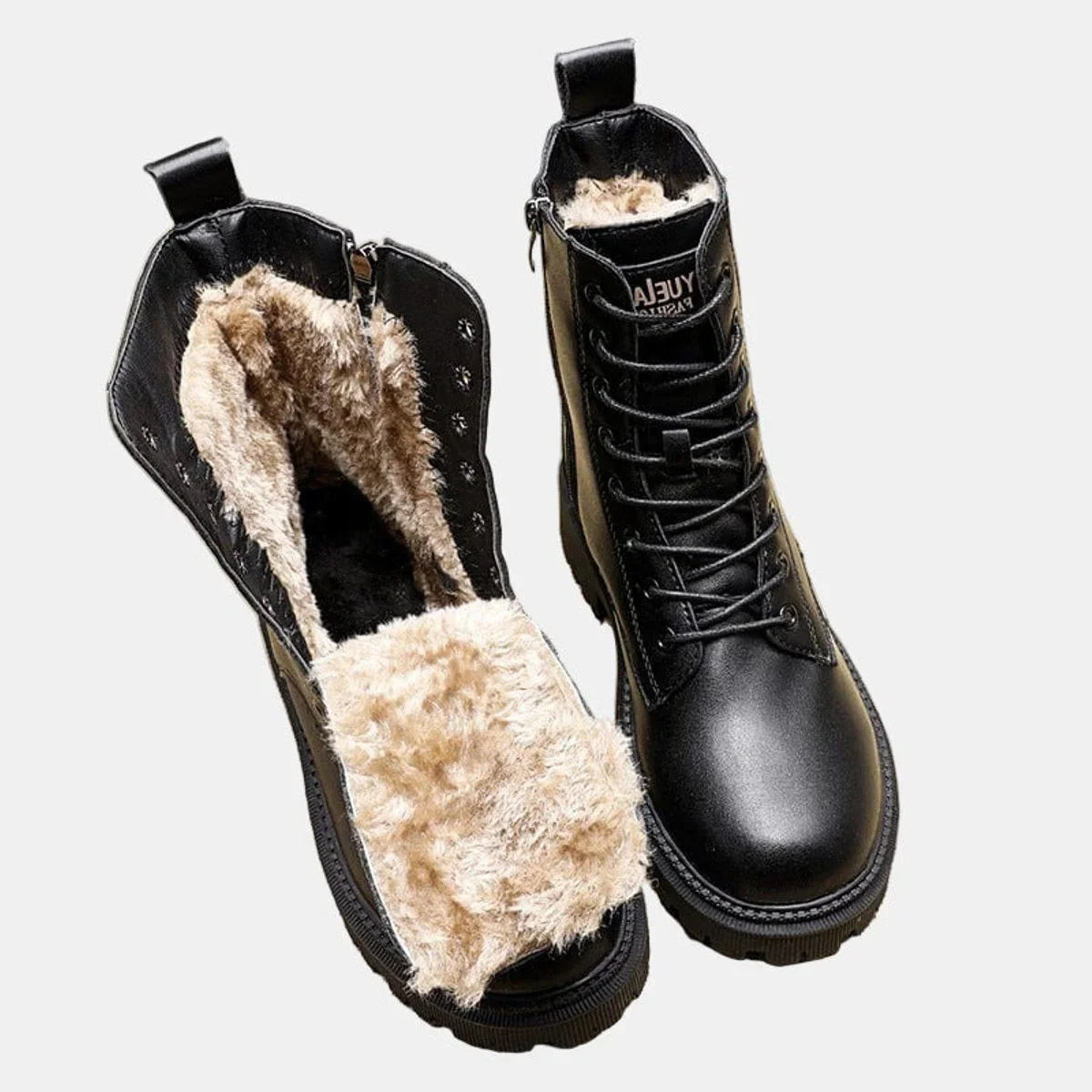 Gefütterte Damen-Schnürstiefeletten im Combat-Stil