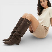 Elegante Damen-Slouch-Stiefel mit spitzer Zehe