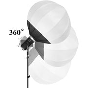 Schwarze LED-Videoleuchte mit Stativ und weißer Laternen-Softbox