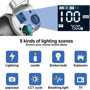 Schwarze LED-Videoleuchte mit Stativ und weißer Laternen-Softbox