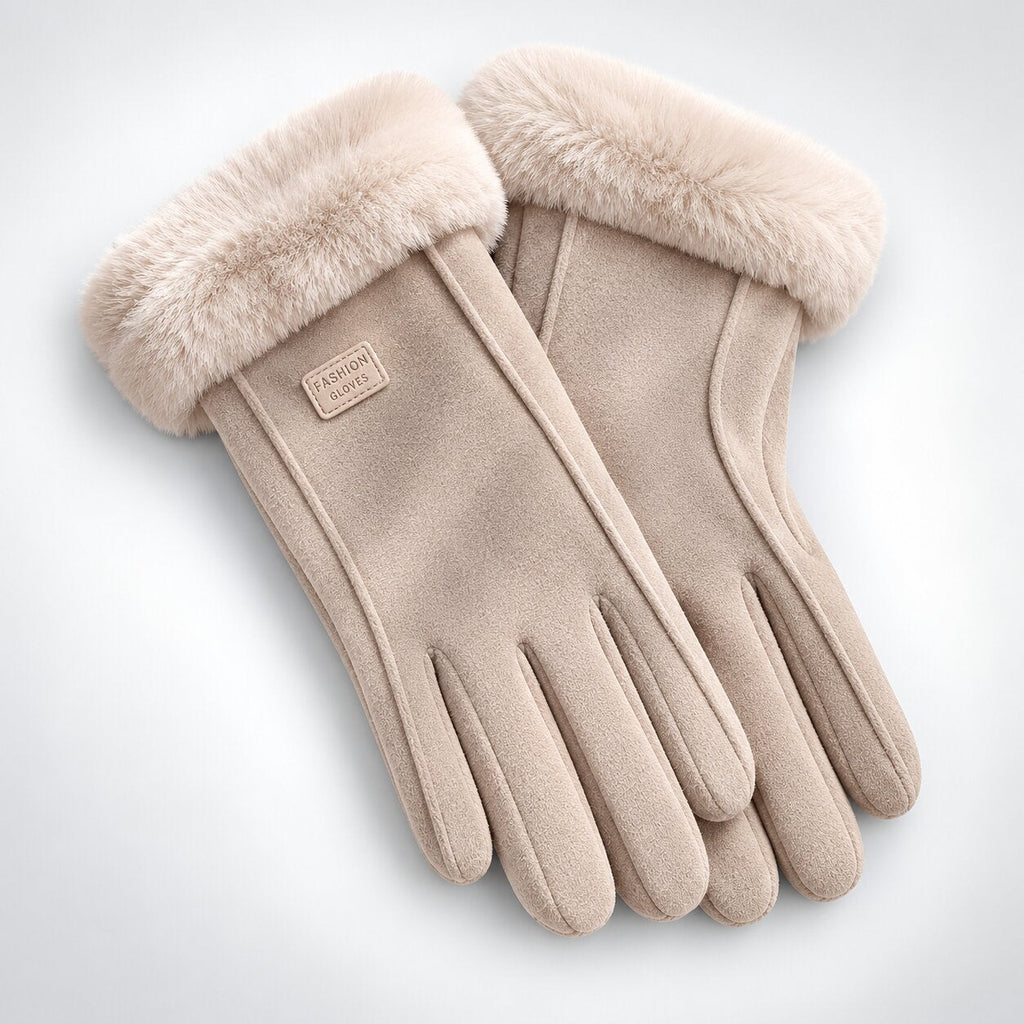 Warme Damen-Handschuhe mit Plüschfutter