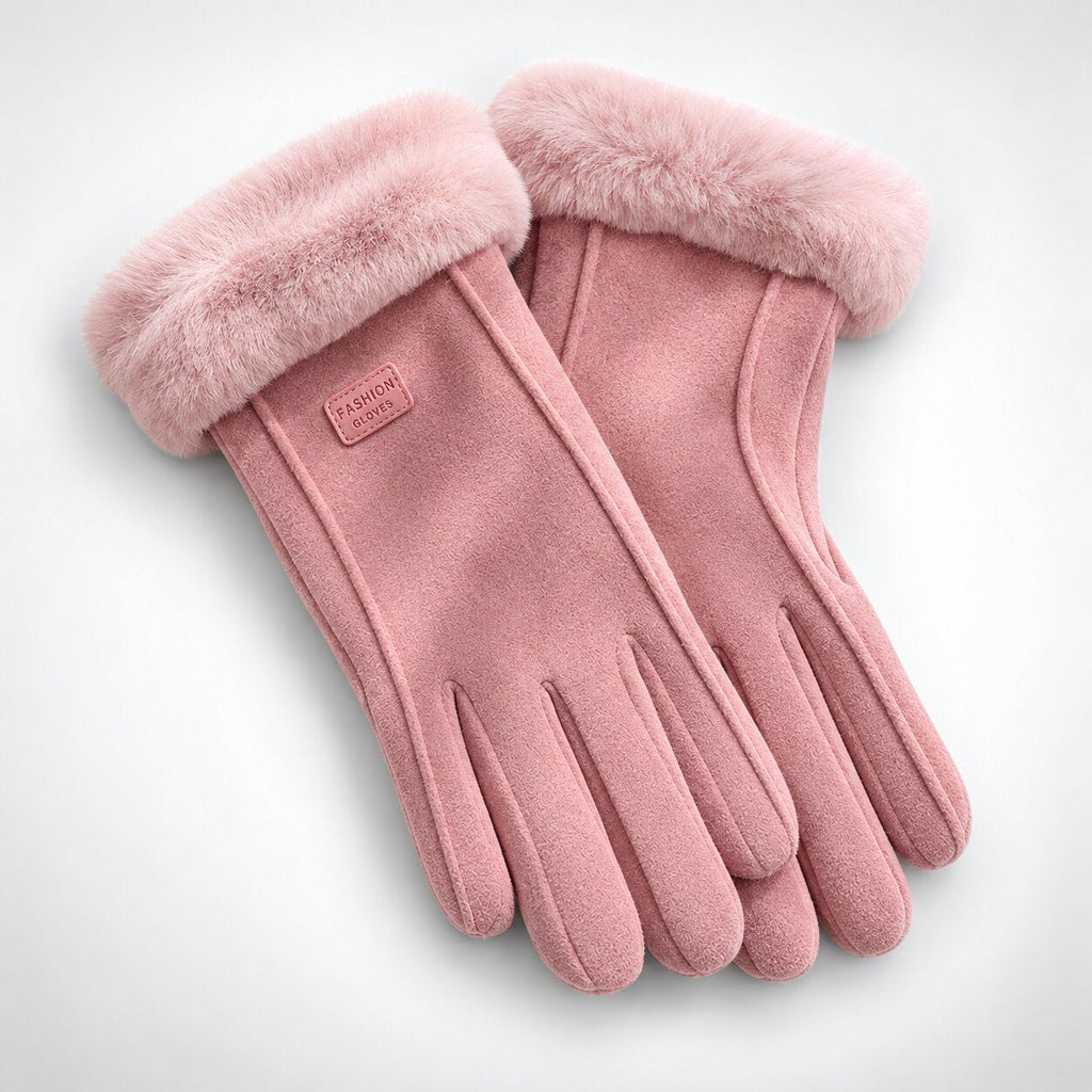 Warme Damen-Handschuhe mit Plüschfutter