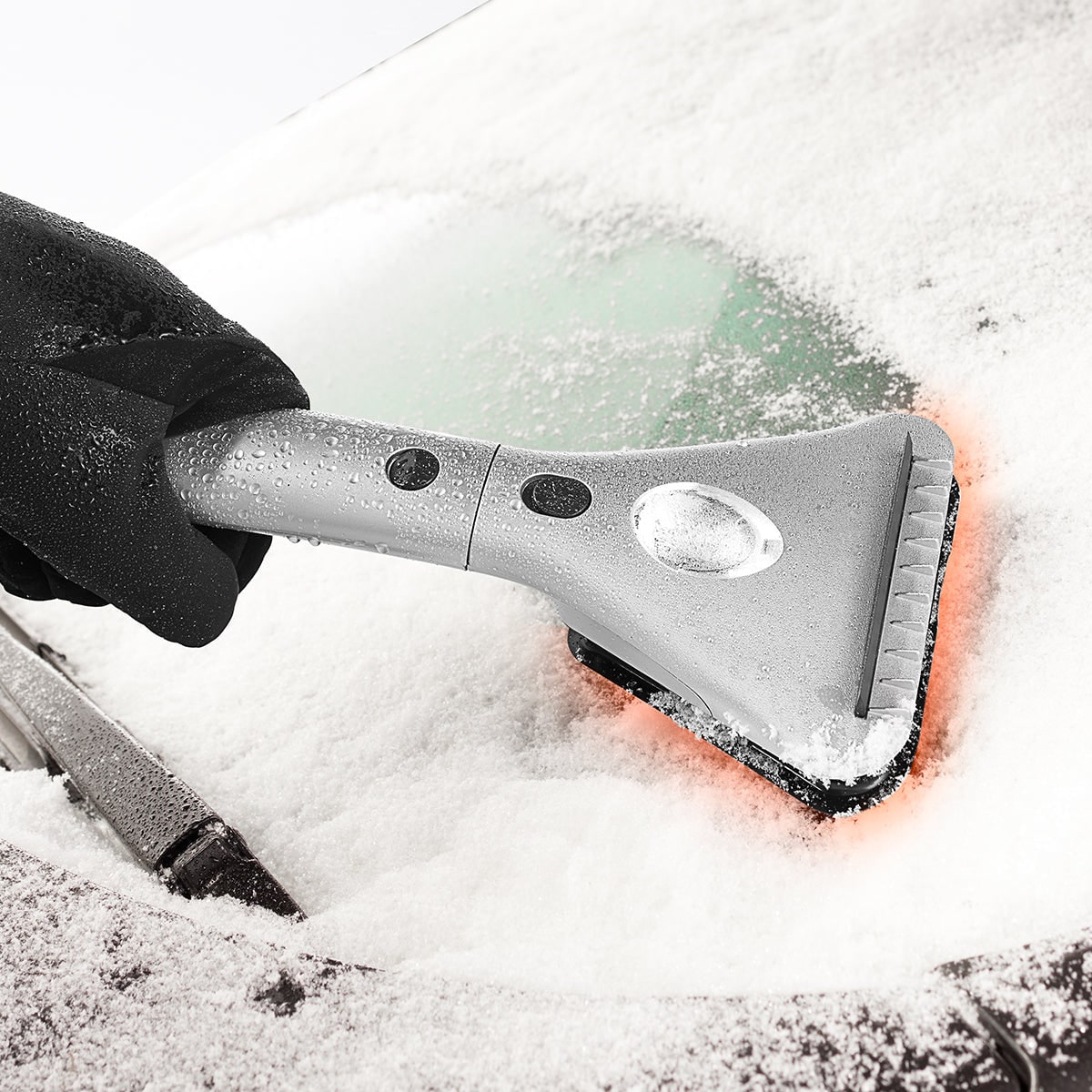 Beheizter Eiskratzer mit 12-V-Kabel und LED-Licht