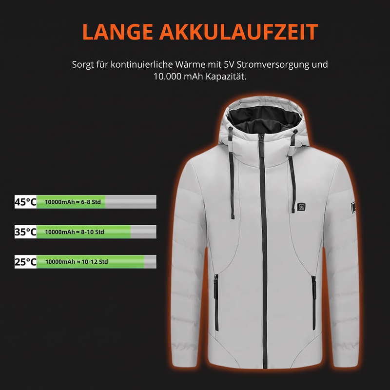 Beheizbare Steppjacke mit Kapuze