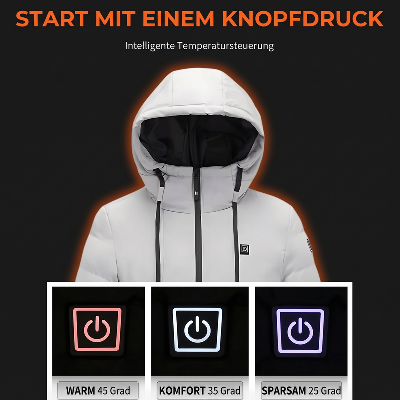 Beheizbare Steppjacke mit Kapuze
