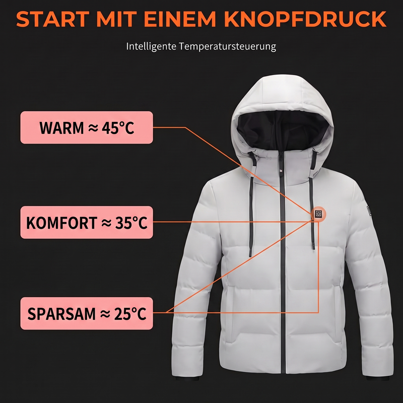 Beheizbare Steppjacke mit Kapuze