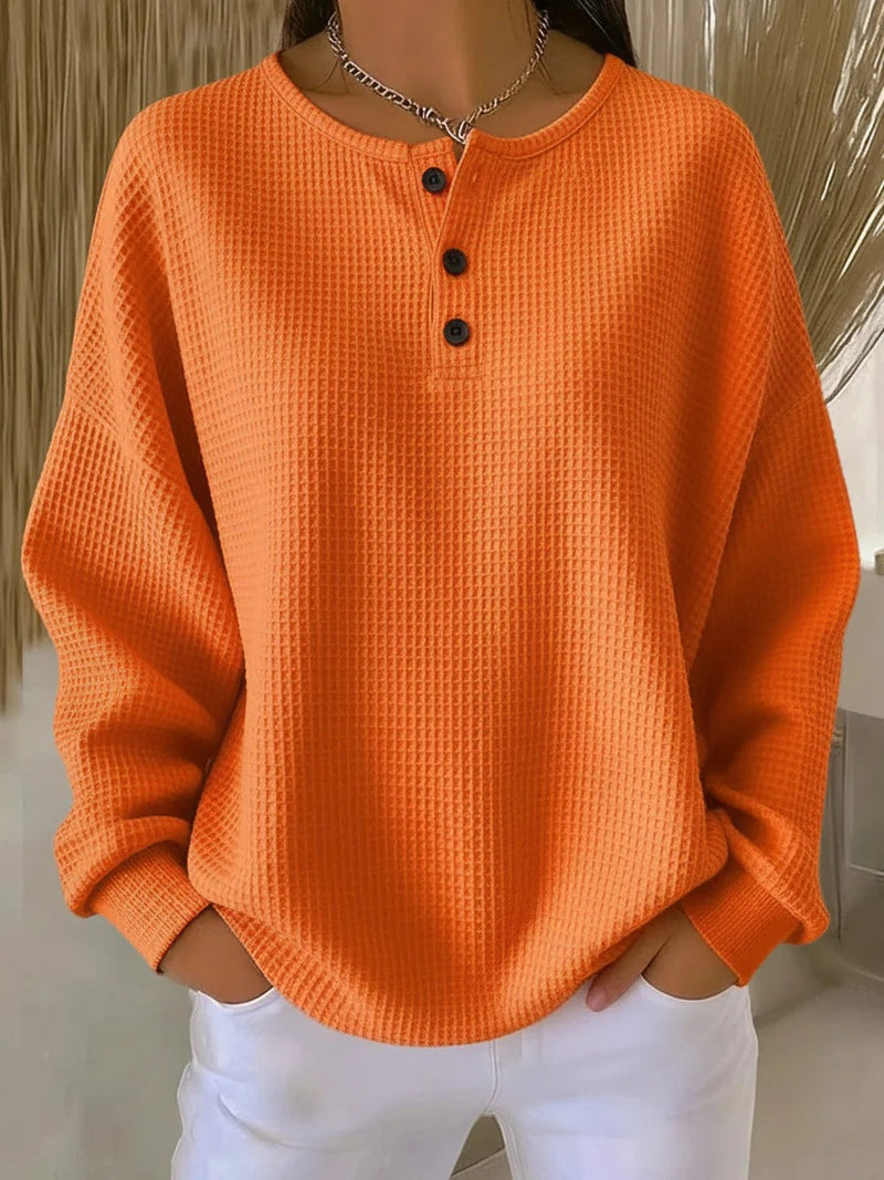 Warmer Damen-Pullover aus Waffelstrick