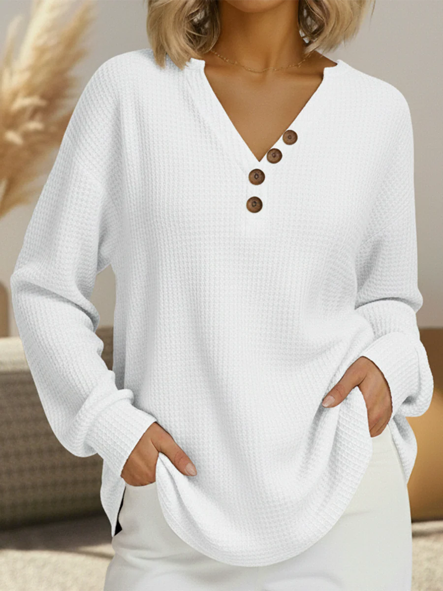 Warmer Damen-Pullover aus Waffelstrick