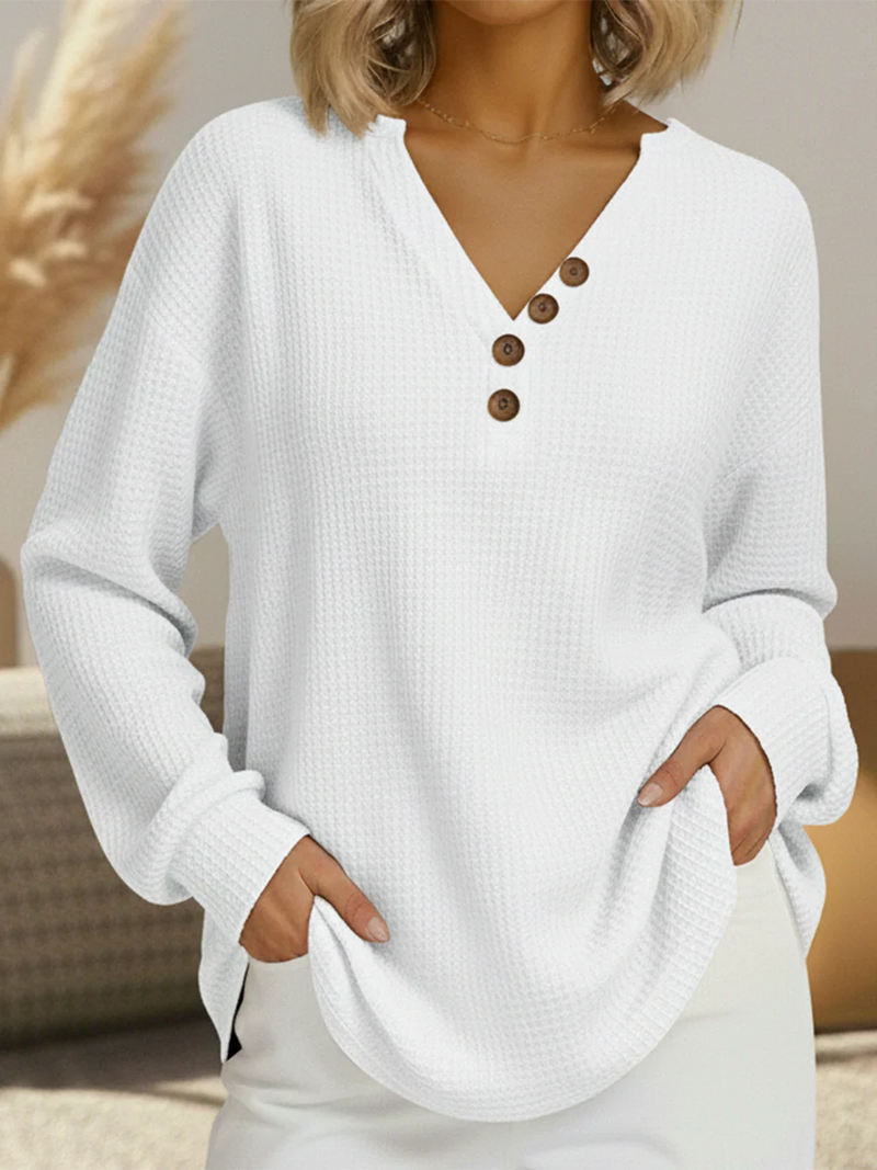 Warmer Damen-Pullover aus Waffelstrick