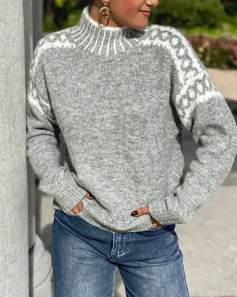 Warmer Damen-Pullover aus Waffelstrick