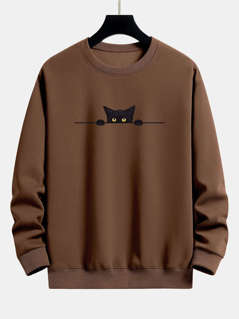 Herren-Sweatshirt mit Katzen-Print