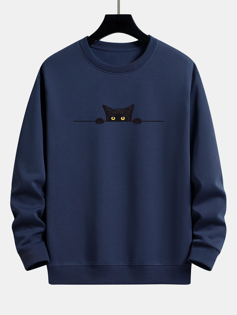 Herren-Sweatshirt mit Katzen-Print