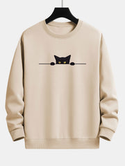 Herren-Sweatshirt mit Katzen-Print